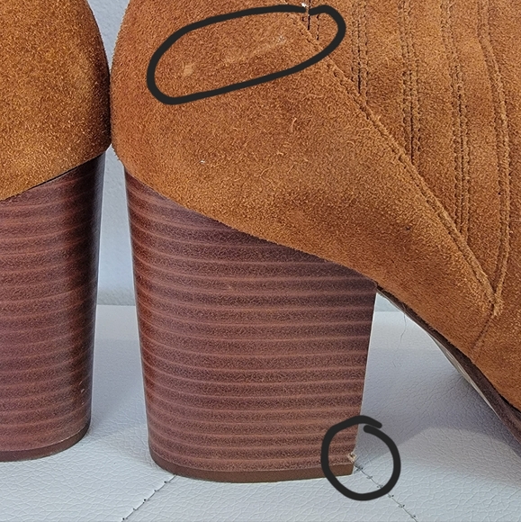 Marc Fisher Alva Pointy Toe Block Heel Suede Leather Boots Size 10M - Picture 11 of 13